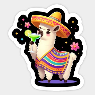 Drinking Margarita Mexican Poncho Cinco De Mayo Sticker